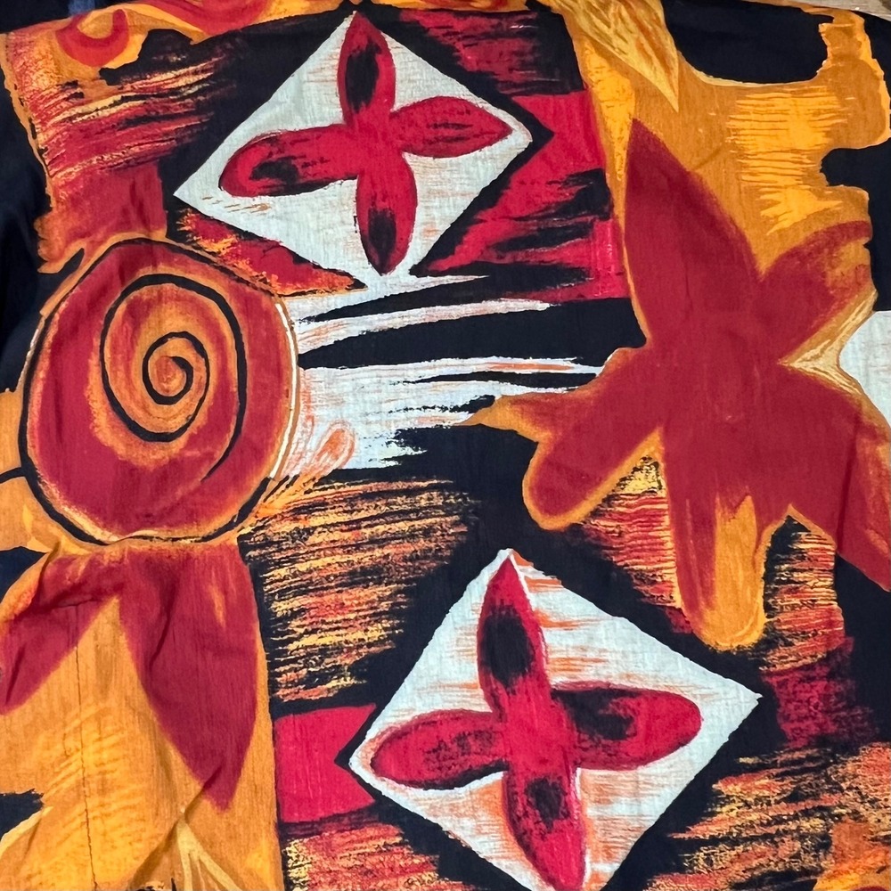 NWT Southwest Indian Foundation Kimono Cover Up Black Orange‎ Red Abstract - Picture 8 of 11